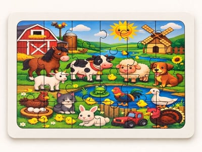 Hayvan Çiftliği - 24 Parça Ahşap Puzzle