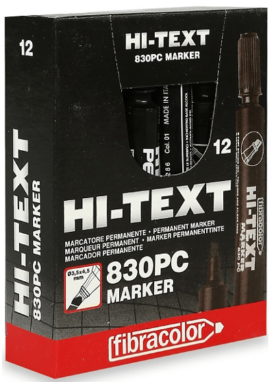 HB HI-TEXT PERMANENT MARKER KESİK UÇLU SİYAH 830PC 12  Lİ
