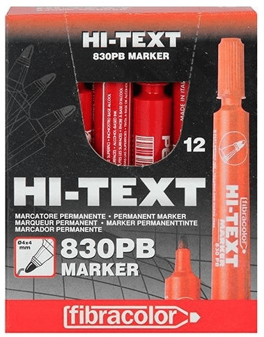 HB HI-TEXT PERMANENT MARKER YUVARLAK UÇ KIRMIZI 830PB 12  Lİ