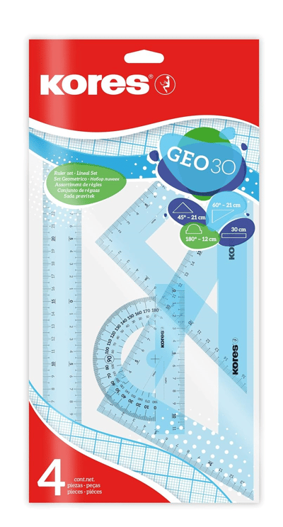 KORES CETVEL SETİ 30CM ŞEFFAF 4LÜ 1 AD PS 42104