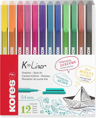 KORES FİBER UÇLU KALEM K-LINER  12Lİ SET 28112