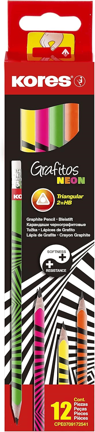 KORES KURŞUN KALEM SİLGİLİ  NEON 12Lİ  92306