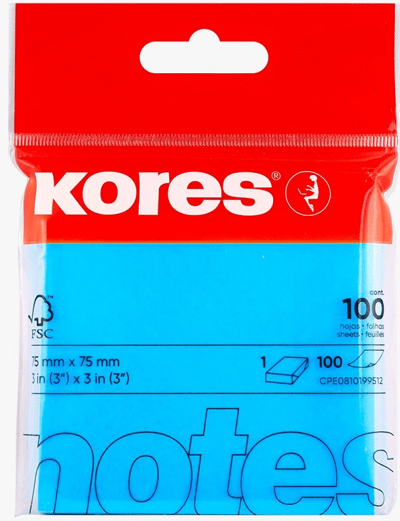 KORES YAPIŞKANLI NOT KAĞ 75X75MM NEON MAVİ 100 YP 47094
