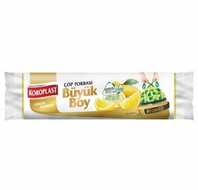Koroplast Çöp Torbası Büyük Boy 65X70 Cm Büzgülü Ekstra Güçlü Limon Kokulu 10'Lu St01600155