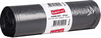 KOROPLAST ÇÖP TORBASI EKO END. SİYAH JUMBO 80x110 300 GR 10 LU 35 MİC. ST01500477