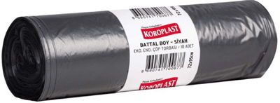 KOROPLAST ÇÖP TORBASI EKO END.SİYAH BATTAL 72x95 300 GR 10 LU 46 MİC. ST01500481