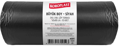 KOROPLAST ÇÖP TORBASI EKO END.SİYAH BÜYÜK 65x80 80 GR 10 LU 15 MİC. ST01500336