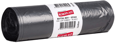 KOROPLAST ÇÖP TORBASI ENDÜSTRİYEL BATTAL SİYAH 72x95 400 GR 10 LU 62 MİC. ST01500480-01500289