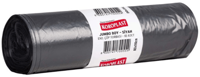 KOROPLAST ÇÖP TORBASI ENDÜSTRİYEL JUMBO SİYAH 80x110 400 GR 10 LU 48 MİC. ST01500287