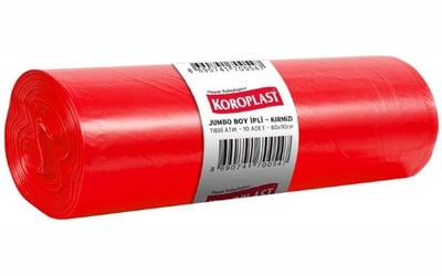 Koroplast Çöp Torbası Jumbo 80X110 Tıbbi Atık Kırmızı 840 Gr 10 Lu 100 Mic. St01500286