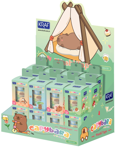 KRAF BANT WASHI TAPE CAPYBARA 3 LÜ (15mm x 3m 2 Adet + 30mm x 3m 1 Adet) 2505CB