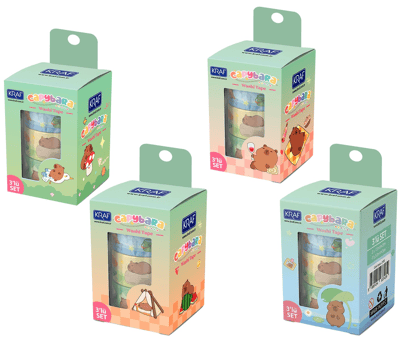 KRAF BANT WASHI TAPE CAPYBARA 3 LÜ (15mm x 3m 2 Adet + 30mm x 3m 1 Adet) 2505CB