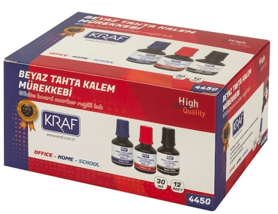 KRAF BEYAZ TAHTA KALEM MÜREKKEBİ   30ml 445G KIRMIZI