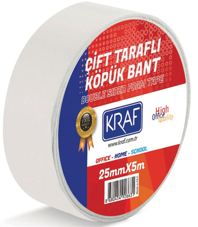 KRAF ÇİFT TARAFLI KÖPÜK BANT 25mm x 5m 5025G