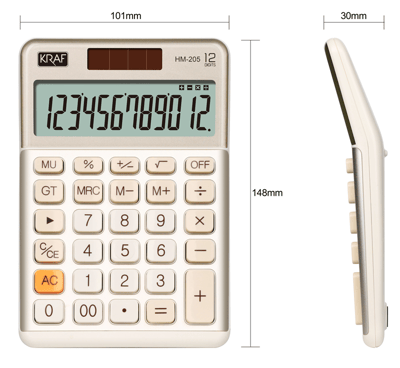 KRAF HESAP MAKİNESİ MASAÜSTÜ 12 HANE HM-205 GD ALTIN