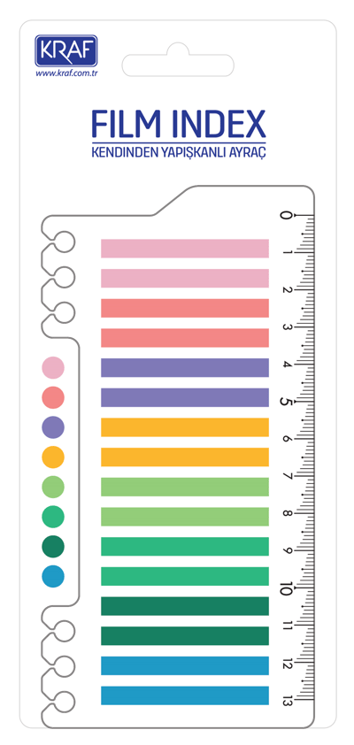 KRAF INDEX FILM (PP) 6x45MM 16'LI X 20YP CETVELLİ BRIGHT COLOR 16645-1