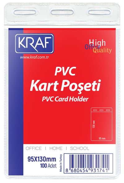 KRAF KART POŞETİ PVC   95x130mm 100 LÜ