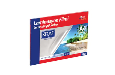 KRAF LAMİNASYON FİLMİ PARLAK A4 100 Mic.   50 Lİ 2120-50