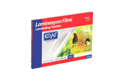 KRAF LAMİNASYON FİLMİ PARLAK A4 125 Mic.   50 Lİ 2124-50