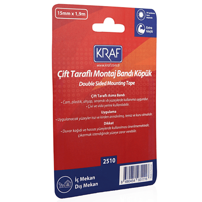 KRAF MONTAJ BANDI 2510G ÇİFT TARAFLI KÖPÜK  15mm x 1,9m