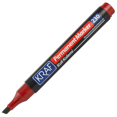 KRAF PERMANENT MARKÖR KESİK UC 230 KIRMIZI