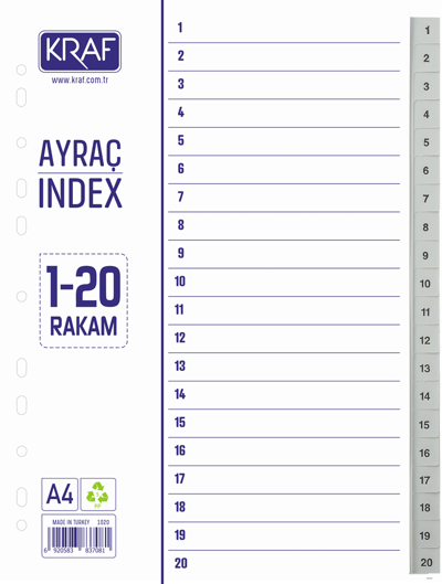KRAF SEPERATÖR 1020 1-20 RAKAM