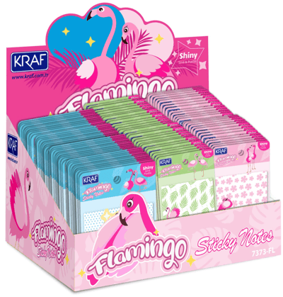 KRAF YAPIŞKANLI NOT KAĞIDI 73x73 FLAMINGO 50 YP SİMLİ - PARILTILI 7373FL
