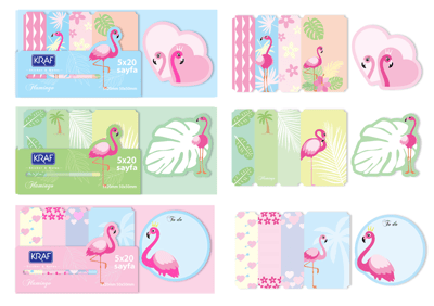 KRAF YAPIŞKANLI NOT KAĞIDI SET FLAMINGO 100 YP 2217FL