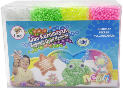 LİNO OYUN HAMURU KÖPÜKLÜ KURUMAYAN 10 GR PVC KUTU 4 LÜ 152014
