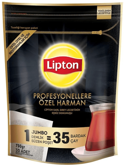LİPTON DEMLİK POŞET ÇAY 30 LU EARL GREY PROFESYONELLERE ÖZEL JUMBO 25 GR 800912