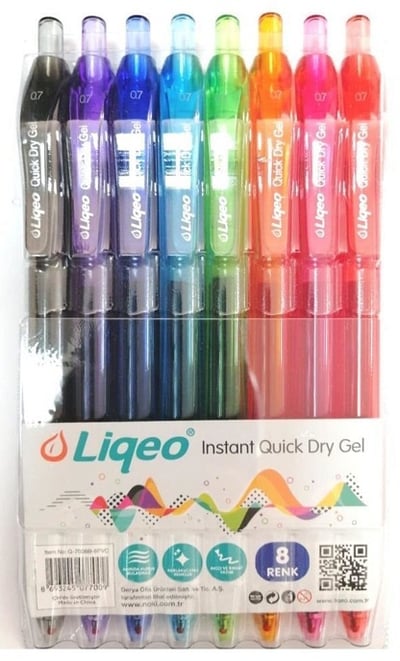 LIQEO JEL KALEM INSTANT DRY 0.7 8 Lİ G-7008B-8PVC