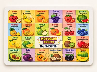 Meyveler - 24 Parça Ahşap Puzzle