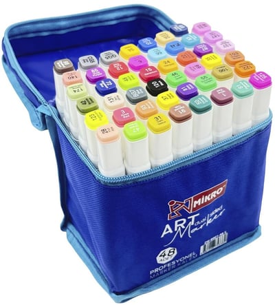 MİKRO PERMANENT MARKER ZW8001-48 ART ÇİFT TARAFLI ÇANTALI 48 Lİ