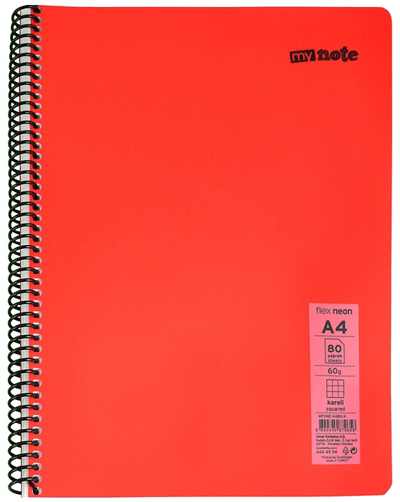 MYNOTE DEFTER FLEX NEO PP KAPAK SPİRALLİ A4 40 YP KARELİ MFXNE-A440-K
