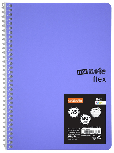 MYNOTE DEFTER FLEX NEO PP KAPAK SPİRALLİ A5 40 YP KARELİ MFXNE-A540-K