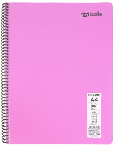 MYNOTE DEFTER FLEX PASTEL PP KAPAK SPİRALLİ A4 72 YP ÇİZGİLİ MFXPA-A472-Ç