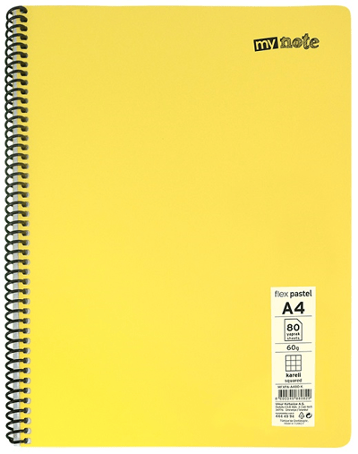 MYNOTE DEFTER FLEX PASTEL PP KAPAK SPİRALLİ A4 40 YP ÇİZGİLİ MFXPA-A440-Ç