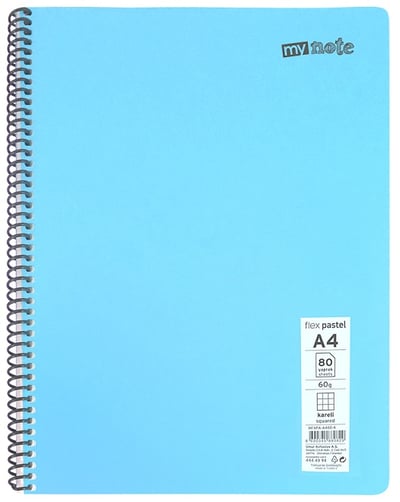 MYNOTE DEFTER FLEX PASTEL PP KAPAK SPİRALLİ A4 60 YP ÇİZGİLİ MFXPA-A460-Ç