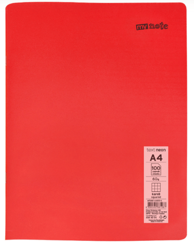 MYNOTE DEFTER TEXT NEO PP KAPAK DİKİŞLİ A4 100 YP KARELİ MTXNE-A4100-K
