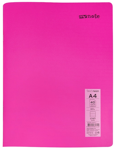 MYNOTE DEFTER TEXT NEO PP KAPAK DİKİŞLİ A4 60 YP ÇİZGİLİ MTXNE-A460-Ç
