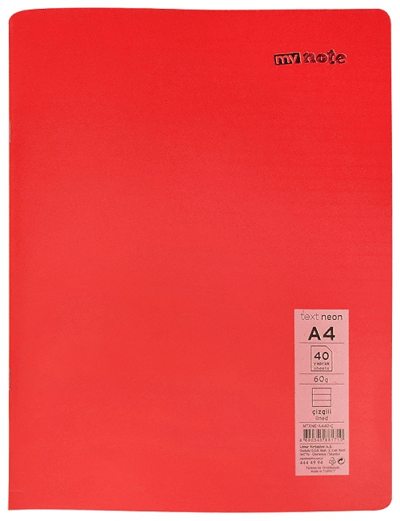 MYNOTE DEFTER TEXT NEO PP KAPAK DİKİŞLİ A4 40 YP ÇİZGİLİ MTXNE-A440-Ç