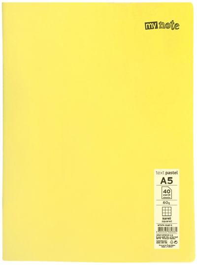 MYNOTE DEFTER TEXT PASTEL PP KAPAK DİKİŞLİ A5 40 YP KARELİ MTXPA-A540-K