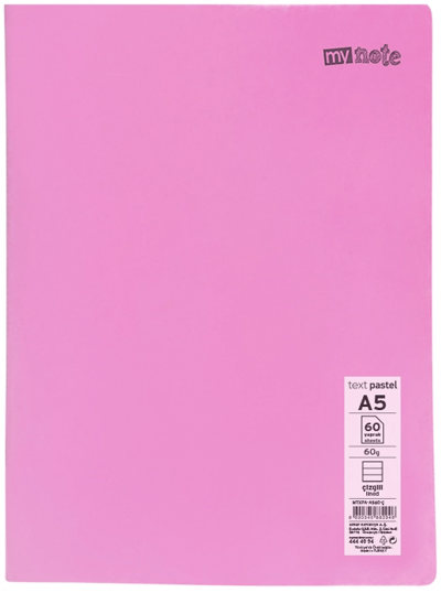 MYNOTE DEFTER TEXT PASTEL PP KAPAK DİKİŞLİ A5 60 YP ÇİZGİLİ MTXPA-A560-Ç
