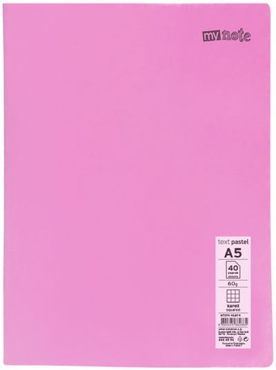 MYNOTE DEFTER TEXT PASTEL PP KAPAK DİKİŞLİ A5 40 YP KARELİ MTXPA-A540-K