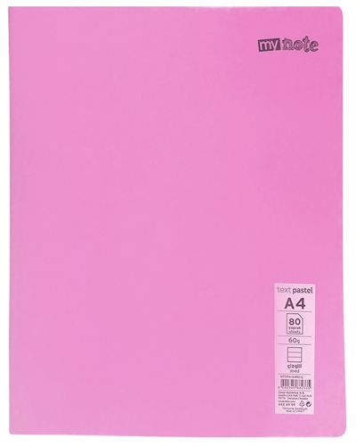 MYNOTE DEFTER TEXT PASTEL PP KAPAK DİKİŞLİ A4 60 YP KARELİ MTXPA-A460-K
