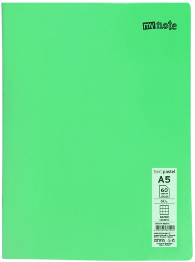 MYNOTE DEFTER TEXT PASTEL PP KAPAK DİKİŞLİ A5 60 YP KARELİ MTXPA-A560-K