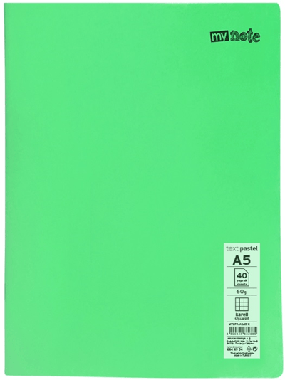 MYNOTE DEFTER TEXT PASTEL PP KAPAK DİKİŞLİ A5 40 YP KARELİ MTXPA-A540-K