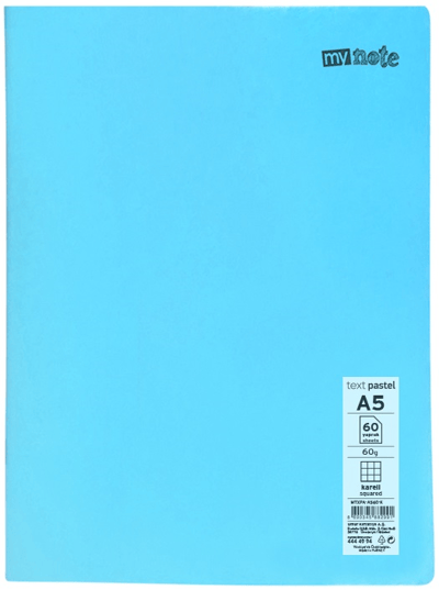 MYNOTE DEFTER TEXT PASTEL PP KAPAK DİKİŞLİ A5 60 YP KARELİ MTXPA-A560-K