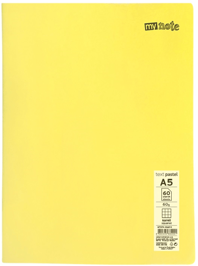MYNOTE DEFTER TEXT PASTEL PP KAPAK DİKİŞLİ A5 60 YP KARELİ MTXPA-A560-K
