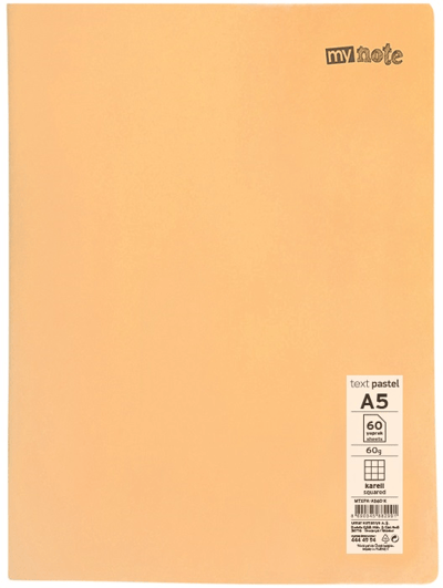 MYNOTE DEFTER TEXT PASTEL PP KAPAK DİKİŞLİ A5 60 YP KARELİ MTXPA-A560-K